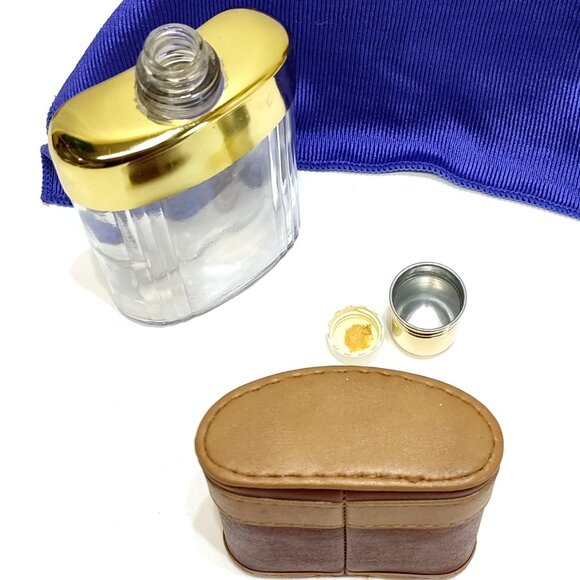 Comoy Of London Flask Gold Tone Glass w/ Leather Case Elegant Barware Vintage - Picture 7 of 14